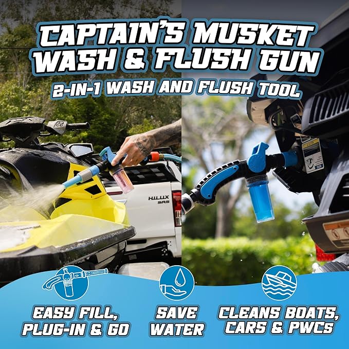 Captain's Musket Pressure Washer Gun with Eco-Friendly Foam Cannon, Adjustable Nozzle, Quick-Connect Hose, and Multi-Surface Cleaning Capability - Power Washer and Car Wash Kit