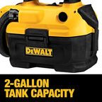 DEWALT 20V MAX Cordless Shop Vac, Wet Dry Vacuum Cleaner, Portable 2 Gallon Wet Dry Vac, Strong Suction Shop Vacuum with Hepa Filter, Tool Only (DCV580H)