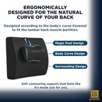 GESQUARE 3-Piece Memory Foam Seat Cushion & Lumbar Support Pillows Set – Adjustable Back Support for Office, Car & Gaming Chairs – Tailbone & Coccyx Comfort for Long Sitting.