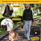 PAWZIDEA Large Pet Carrier Expandable, 24"×16"×16" Soft-Sided Cat Carrier for 2–4 Cats up 55lb, Portable & Collapsible Small Medium Dog Travel Crate for Car, XL Storage Pocket, ID Card, Shoulder Strap