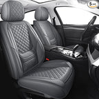 Chezope Car Seat Covers Full Set, Grey Leather Seat Covers, Breathable Front and Back Car Seat Protectors, Wear-Resistant Seat Covers Universal Fit for Most Cars SUV Truck (Grey-Diamonds, Full Set)