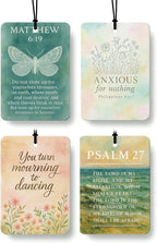 Butterfly Floral Coastal Christian Car Air Freshener 4 Pcs, Beach Aesthetic Religious Hanging Air Freshener for Cars Closet Drawer Books, Christian Car Accessories Mirror Decor for Women