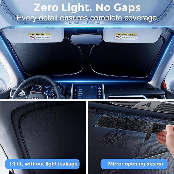 [Upgrade] DooGooCoo Windshield Sun Shade - Large, Sunshade for Car Windshield [Heat Shield & UV Block] Car Sun Shade Protect Interior & Keep Car Cooler Foldable Front Windshield Shade (69x35 Inches)