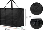 NZ home Insulated Bags for Food Delivery (XL Plus) Grocery Shopping Cooler Bag, Pizza Delivery, Hot & Cold Catering Tote, Reusable, Foldable & Heavy Duty (2 Pack, Black)