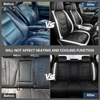 otoez Car Seat Covers Full Set, Universal Leather Seat Cover for Car, Waterproof 5 Seat Automotive Front and Back Seat Protector Full Coverage for Most Sedens Trucks SUVs, White & Black