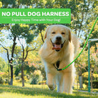 FURRYFECTION Plaid Dog Harness for Large Dogs, Reflective No Pull Adjustable Pet Vest with Front Clip, Leash, Easy Control Handle and Seat Belt, Green, XL