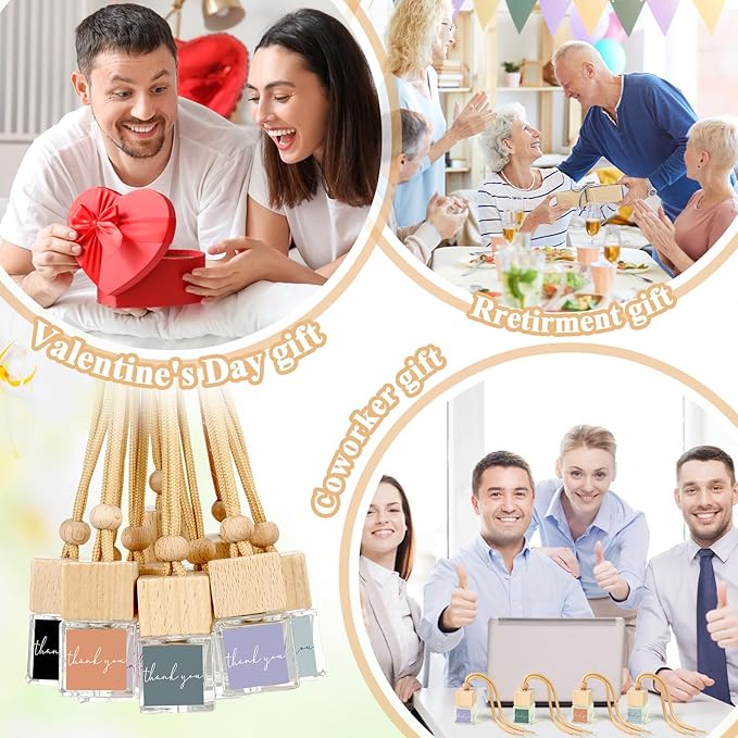 30 Pcs Appreciation Gift Bulk Car Air Freshener Diffuser Hanging Car Empty Glass Oil Diffuser Thank You Gifts for Employee Dietitian Coworker Social Worker Nurse (Thank You)