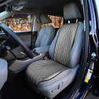 FH Group Car Seat Cushion – Faux Leather Single Front Seat Cover with Front Pockets, Airbag Compatible, Universal Fit Car Seat Cushion for Driver or Passenger Seat, SUV, Truck, Sedan & Van – Gray