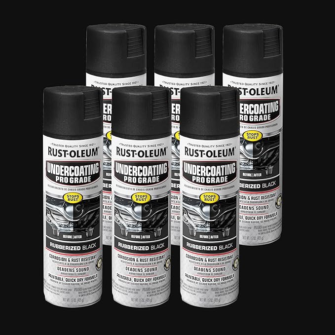 Rust-Oleum 248656-6PK Stops Rust Professional Grade Undercoating Spray Paint, 15 oz, Rubberized Black, 6 Pack