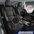 Skechers Memory Foam Car Seat Covers, Air Cool Mesh Thick Seat Covers, Car Seat Full Sets Airbag Compatible, Automotive Comfort for Most Cars,Vans,Trucks, SUVs,Brown