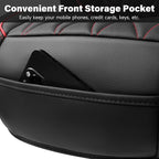 CAR PASS Luxury PU Leather Two Front Car Seat Covers, Waterproof Seat Covers Compatible with Front Seat Armrests, Airbag Compatible Anti- Slip Universal Fit for Cars Suvs Vans Trucks Black Red