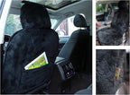 Genuine Sheepskin Seat Cover Lambskin Seat Cover Winter Car Seat Cover Lambs Wool Sheep Skin Fuzzy Shearling Car Accessories Front Bucket with Curve Patten (Black)