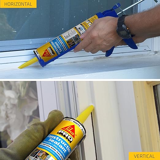 SIKA Sikaflex Construction Sealant, 12-Pack, 10.1 fl oz, Limestone – All-Purpose Polyurethane for Joints 1/2" or Smaller, Strong, Weatherproof, Paintable, Ideal for Masonry, Wood, Metal & Concrete