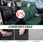 Car Seat Covers for Genesis GV70 2022-2025 2026, Full Set Nappa Leather Waterproof Breathable Anti-Slip Airbag Compatible Car Seats Protector, Car Interior Seats Cover (Green,+Pillow)