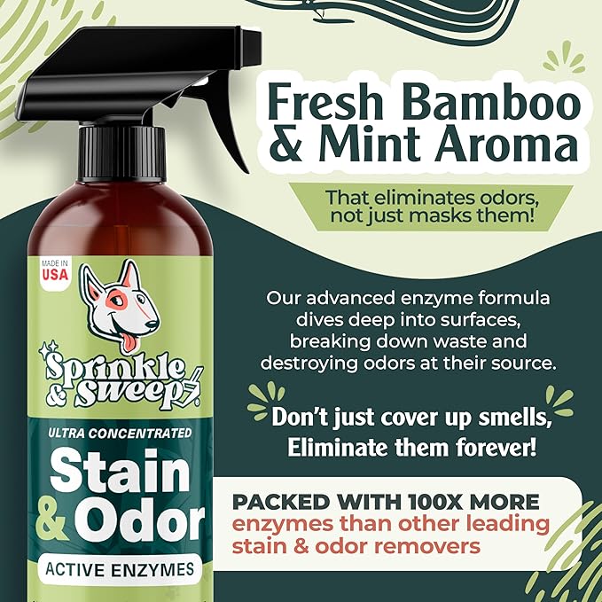Urine Destroyer Enzyme Cleaner Spray | Cat & Dog Urine Stain and Odor Eliminator | Enzymatic Carpet Cleaner for Pets | Cat Pee Enzyme Cleaner (24 oz Pack of 2)