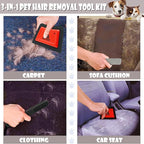 Miyake 3-in-1 Pet Hair Remover Rubber Brush with Squeegee, Cat and Dog Hair Remover Pumice Stone Tool, Lint & Carpet Cleaner for Couch, Furniture, Clothes, Pet Bed, Car Detailing Supply & Home Tools