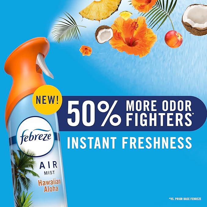 Febreze Air Mist, Air Freshener Spray, Odor Fighting Room Spray, Deodorizer for Home Bathroom Kitchen Office Apartment Dorm Room Classroom, Downy April Fresh Scent, 8.1oz (Pack of 2)