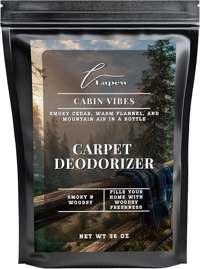 Lapew Cabin Vibes Carpet Deodorizer Powder - Pet Safe Freshener for Vacuuming | Scented Odor Eliminator for Home | 16 oz