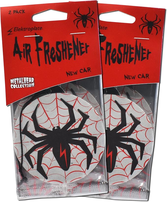 Elektroplate MetalHead Lightning Bolt Spider Automotive Air Fresheners for Vehicles | New Car Scent (12-Pack) | Made in the USA