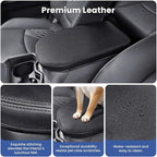 Center Console Cover for Toyota RAV4 2019-2025, Upgraded PU Leather Armrest Cover for RAV4 Adventure/Hybrid/XLE/LE/Limited/TRD Off-Road/Premium/XLE Premium (Black Stitching)