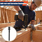 Tandefio 50 Pack 1/2''x 6'' Ceramic Black Lag Screw Kit with Washers Hex Lag Bolts Wood Screws Heavy Duty Ruspert Coating Hot Dip Galvanized Double Layer for Wood Decks Fences