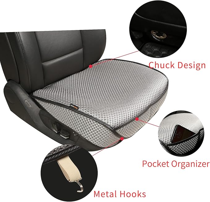 Auto Newer Breathable Universal Four Seasons Car Seat Covers， Luxury Car Seat Cushion，Protectors for Front Seat Bottoms,Compatible with 95% Vehicles， Fit for Cars Truck SUV or Vans(2PCS,Grey)
