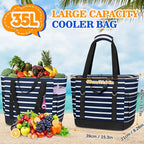 HUANLANG Soft Cooler Bag Insulated for Travel,Large Insulated Grocery Bags with Zippered Top,PEVA Collapsible Food Delivery Cooler Bag for Beach, Travel, Picnics