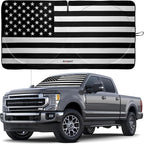 Windshield Sun Shade - American Flag Design, High-Resolution Sun Visor for Car, Truck, SUV with Mirror Cut-Out for Interior Sun Protection, Foldable Car Sun Shade (Black and White, X-Large)