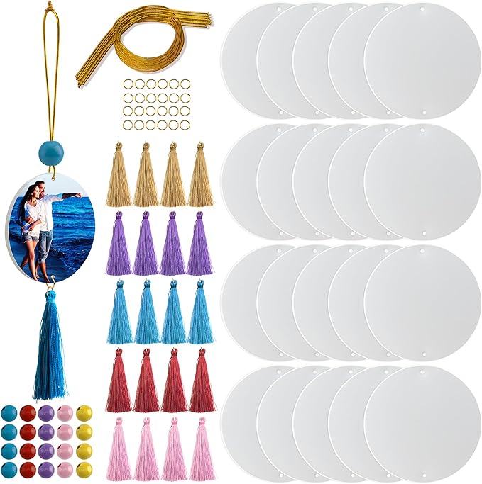 AOUXSEEM Sublimation Air Freshener Blanks with Tassels, PVC & Felt Heat Transfer Material for DIY Photo Car Rearview Mirror Scented Hanging Fragrant, Closet Aroma, Vivid Firm and Not Fray (20)