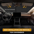 EcoNour Tesla Windshield Sun Shade | Foldable Front Windshield Shade for Sun, Heat and UV Rays | Car Front Window Sunshade | Sun Protection Shade Fit for Tesla Model-3 & Model-Y