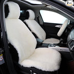 Natural Fur Sheepskin Universal car seat Covers for seat Cushion Auto Accessories (Pearly White, Universal Fit Pack of 2)