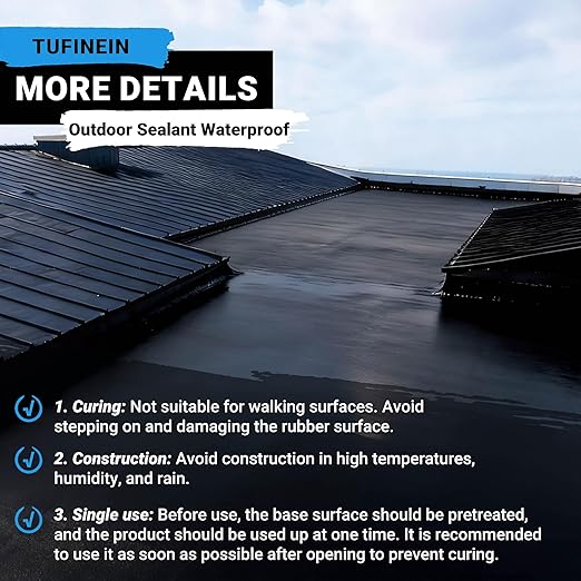 Rubber Liquid Waterproof Sealant, TUFINEIN 11 LB/5 KG Black Quick Drying Multi Surface Foundation Leak Repair - Roof Gutters Basement Sealer Waterproof - Indoor & Outdoor Flexible Rubber Paint