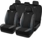 Skechers Seat Covers, Premium Breathable Polyester Seat Covers, Car Seat Covers Full Set Airbag Compatible, Automotive Comfort for Most Cars, Vans, Trucks, SUVs (Full Set,Grey)