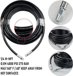 Hourleey Sewer Jetter Kit for Pressure Washer 150FT, Drain Cleaner Hose 1/4 Inch NPT, Orifice 4.0 Button Nose and Rotating Sewer Jetting Nozzle Spanner Tape Pearl Corsage Pin, 4000 PSI