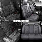 WELLDO Car Seat Covers Front Seats, Leather Seat Covers for Cars, Front Car Seat Protector Waterproof, Non-Slip Car Interior Covers Universal Automotive Seat Covers for Most Vehicle, Gray