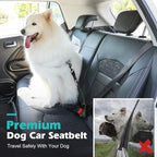 Pawaboo Dog Car Seatbelt, 20 in Adjustable Universal Pet Safety Belt, Chew-Proof Dogs Car Restraint with Adjustable Strap, PVC Shell Dog Seatbelt Harness, Dogs Leash with 360° Hook, Black
