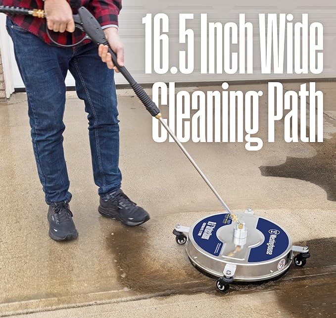 Westinghouse Universal 16.5” Pressure Washer Surface Cleaner Attachment - Stainless Steel - 4400 Max PSI, 1/4” Connector - for Gas and Electric Pressure Washers