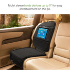 Munchkin Car Seat Cover with Tablet Holder for Under Baby Car Seats and Toddler Booster Seats, Elite Seat Guardian Protector, Rear and Forward Facing, Dark Grey