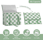 Checkered Insulated Grocery Bags 2 Pack, Checkerboard Cooler Shopping Bags for Groceries, Insulated Bags for Food Delivery