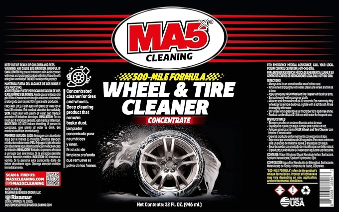 MA5X Wheel and Tire Cleaner | Concentrated, Brake Dust Remover | Wheel Cleaner Spray | 32oz Bottle | Pack of 1