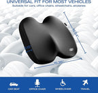 Skechers Seat Cushion, Ergonomic Memory Foam Cushion for Long Sitting Hours on Office & Home Chair, Car Seat Cushion for Sciatica, Coccyx Cushion,Black
