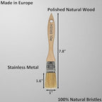 Set of 2 1 Inch Flat Paint Brushes - High European Quality - Natural Bristles - for Home, Wood, Walls, Art, Trim & Furniture - for Acrylic, Oil, Stain, Chalk & Latex Paints