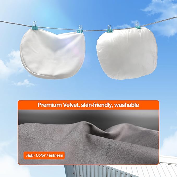 2pcs Car Neck Pillow for headrests,Support Drive Seats Head Cushion Pillows,Microfiber Velvet,Plant-Based Polyester,Thickness & Height Adjustable,11.8x7.5,Inner Liner fillable(Grey)