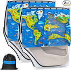 Car Window Shades with 8 Magnets-26.8"x19.7" Car Rear/Side Window Sunshade for Baby Semi-Transparent 2-in-1 Universal Auto Sun Shade for Kid & Pet Protection (2 Pack) World Map