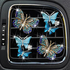 4 Pcs Blue Bling Butterfly Car Air Fresheners Vent Clips Diffuser Vent Clip Rhinestone Diamond Decoration Car Interior Decor Cute Accessories for Women, Automotive Air Fresheners（2 styles）