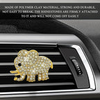 2 PCS Bling Car Air Vent Clip, Crystal Heart Car Air Fresheners Diffuser Vent Clip, Rhinestone Air Conditioning Outlet Clip For Women Girls, Interior Decor Car Accessories (Elephant, Golden)