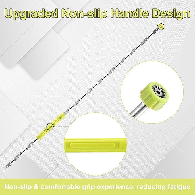 Pressure Washer Extension Wand, 120” pressure washer lance Replacement, Stainless Steel Power Washer Wand with 1/4” QC, Gutter Cleaner Attachment with 30°/90°/120° Curved Rods, 5 Nozzle Tips