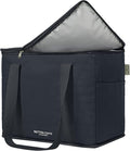 Reusable Insulated Grocery Bag - Leak Proof, X Large Cooler Bag - Insulated Shopping Bags for Groceries - Travel Cooler Bag for Frozen and Hot Food with Zippered Top (Black)
