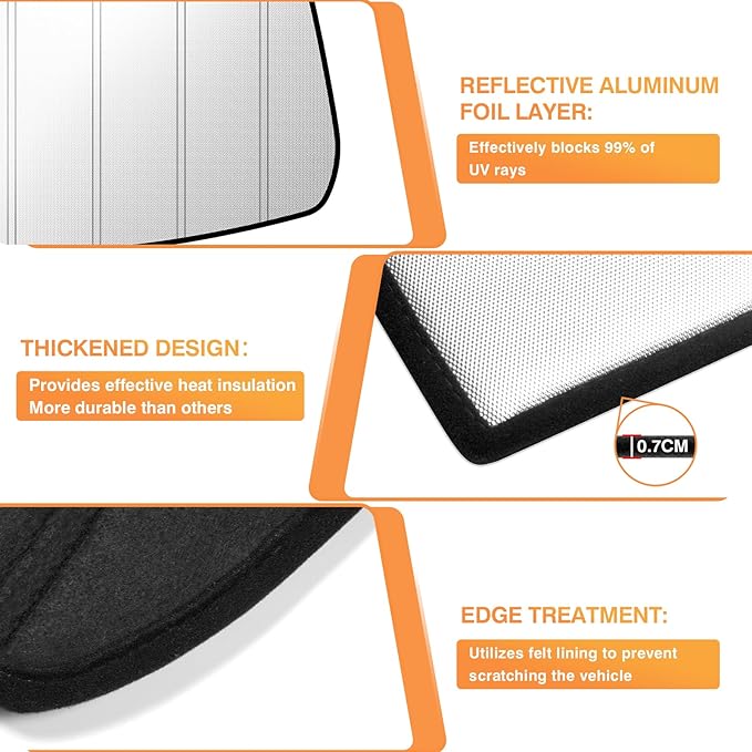 KUST Windshield Sun Shade for Kia Sportage NQ5 2023-2025 2026 Foldable Thicken Window Sunshade UV Protection Keep Cool Sunshield Easy Install Sun Visor Accessories Aluminum Film