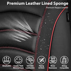 CAR PASS 3D Foam PU Leather Car Seat Covers, Universal Seat Covers Front 2 for Trucks SUV Sedan Automotive Seat Covers Armrest Airbag Compatible Waterproof Comfortable Faux Nappa Leather Black Red